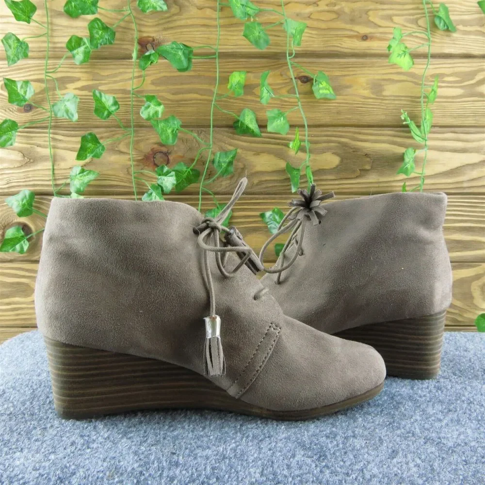 Dr. Scholl's Dakota Women Ankle Boots Brown Fabric‎ Lace Up Size 7.5 Wide